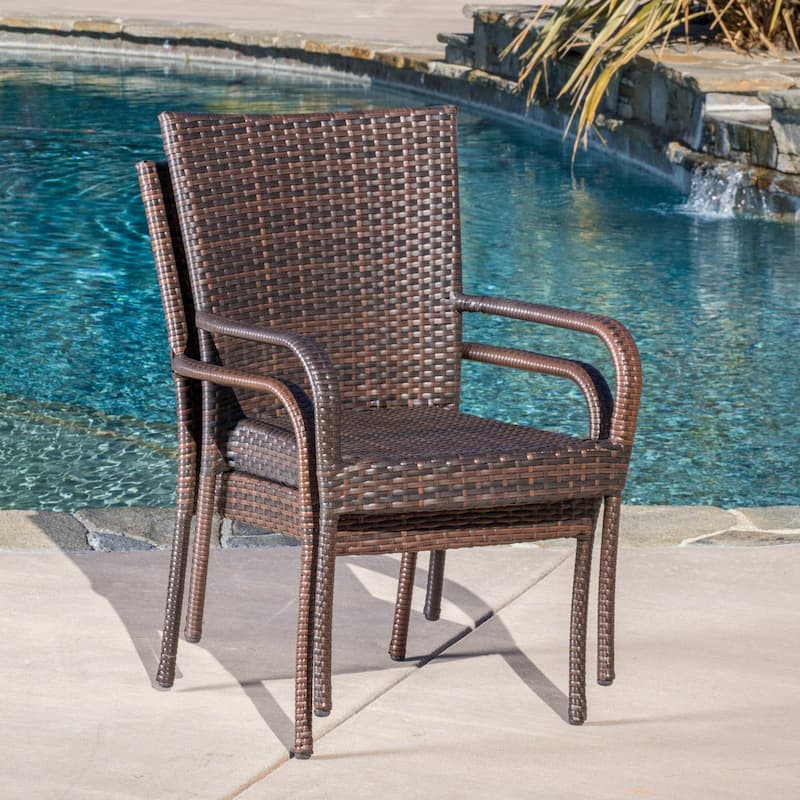 Christopher Knight Home Benhill Outdoor Contemporary Wicker Stacking Chairs (Set of 2)