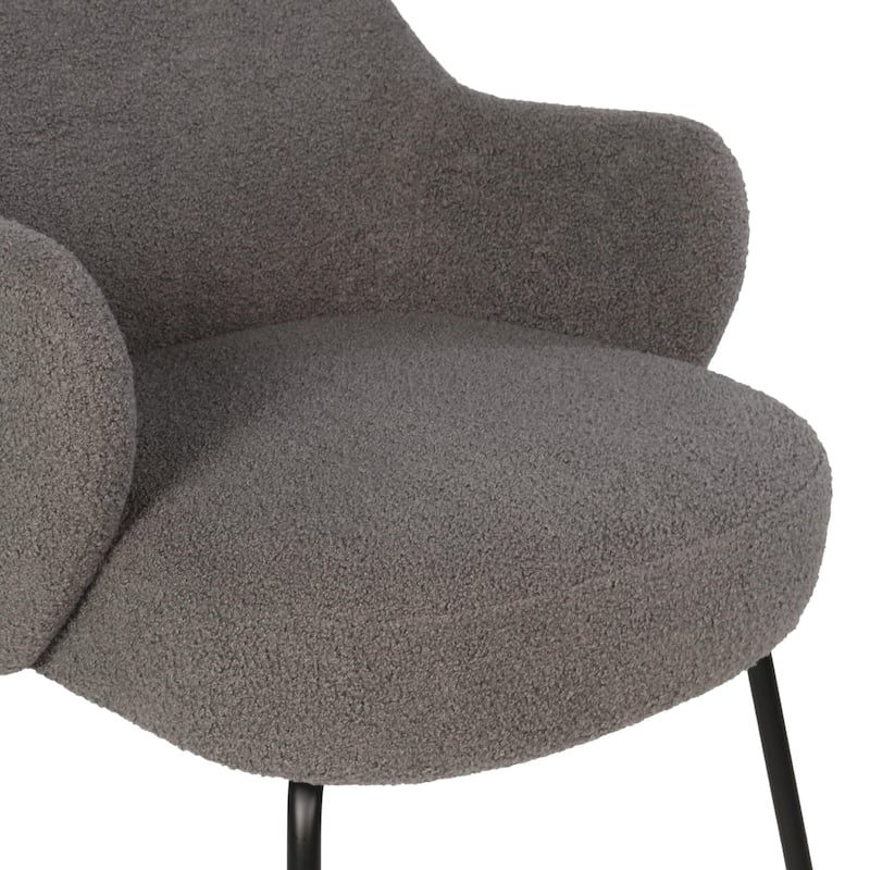 Furnish Theory Nordic Comfort Dining Armchair Arm Chair w/ Various Boucle Fabric Upholstery Covers & Steel Leg Finishes