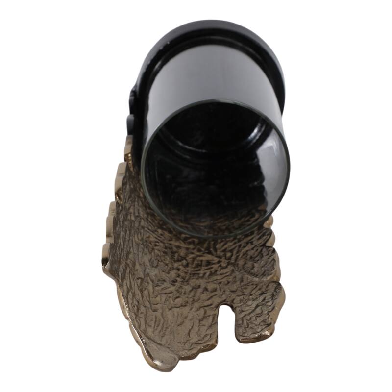 Metal Glass Candle Holder Pillar Backplate Artisan-Inspired Accent