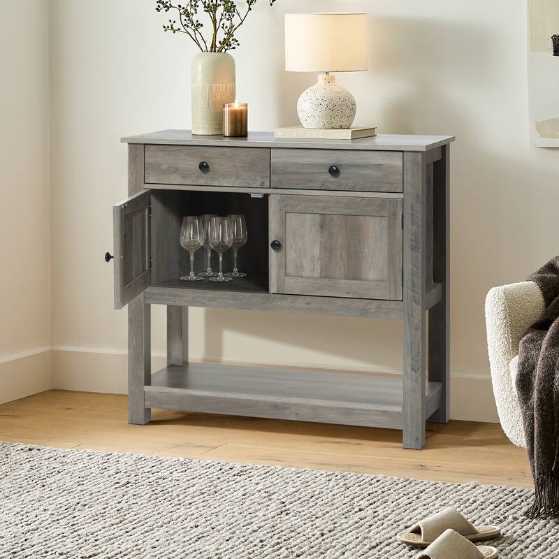 35.43" Wide Server 2-Drawer 2-Door Buffet Storage Cabinet