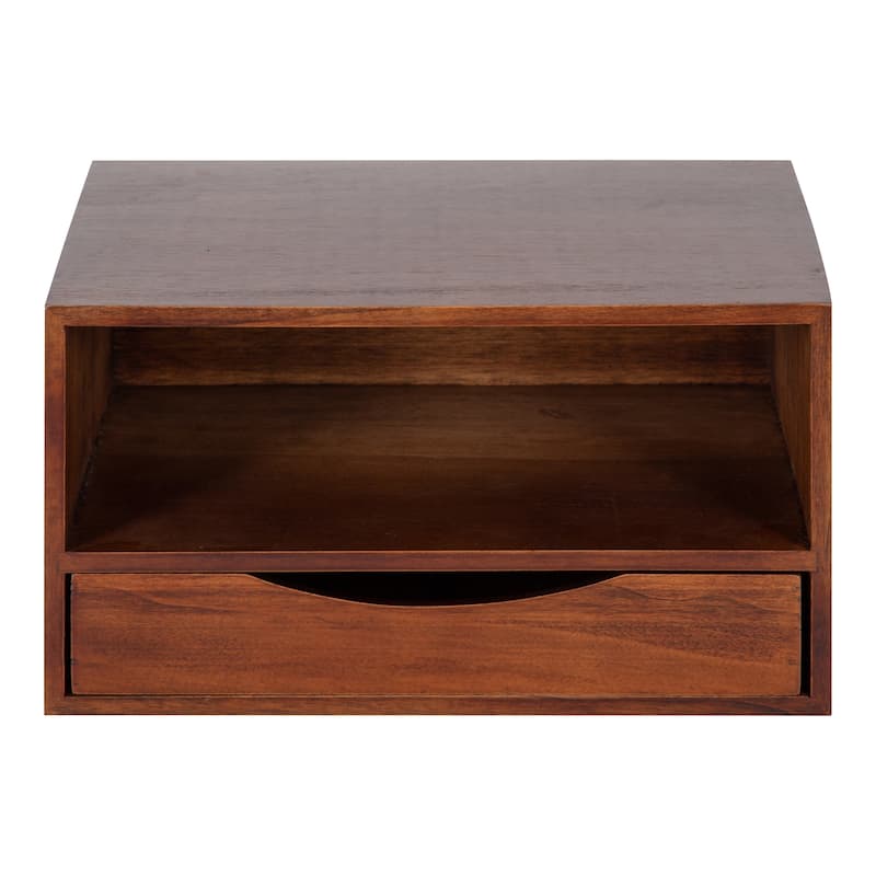 Kate and Laurel Hutton Floating Wall Shelf with Drawer - 12.5x10x7