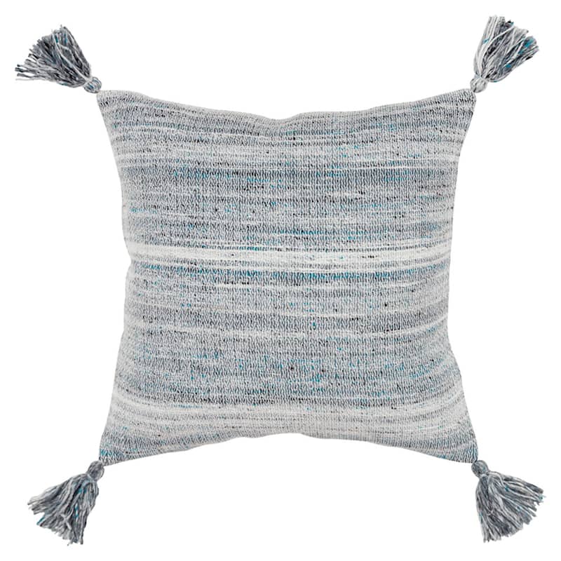 Mottled Poly Four Corner Tassels Pillow Cover