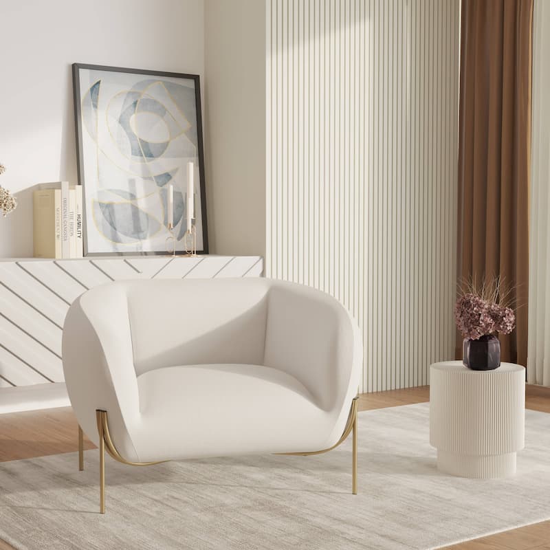 Zuno Mid Century Modern Upholstered Accent Armchair with Gold Metal Base, Plush Foam Cushioning, and Easy Assembly Design