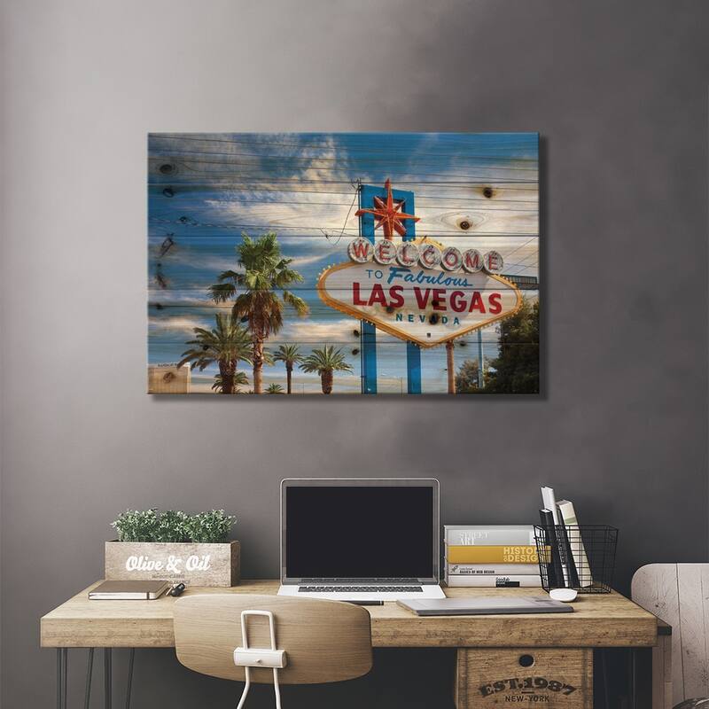 The "Welcome To Fabulous Las Vegas" Sign, Paradise, Clark County, Nevada, USA Print On Wood by Paul Souders - Multi-Color