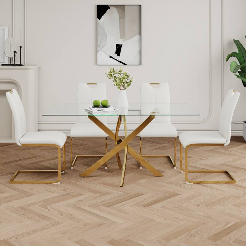 Modern Set of 2 Dining Chairs with Leather Cushioned Seat, Chrome Metal Legs, for Dining Room, Living Room, and Bedroom
