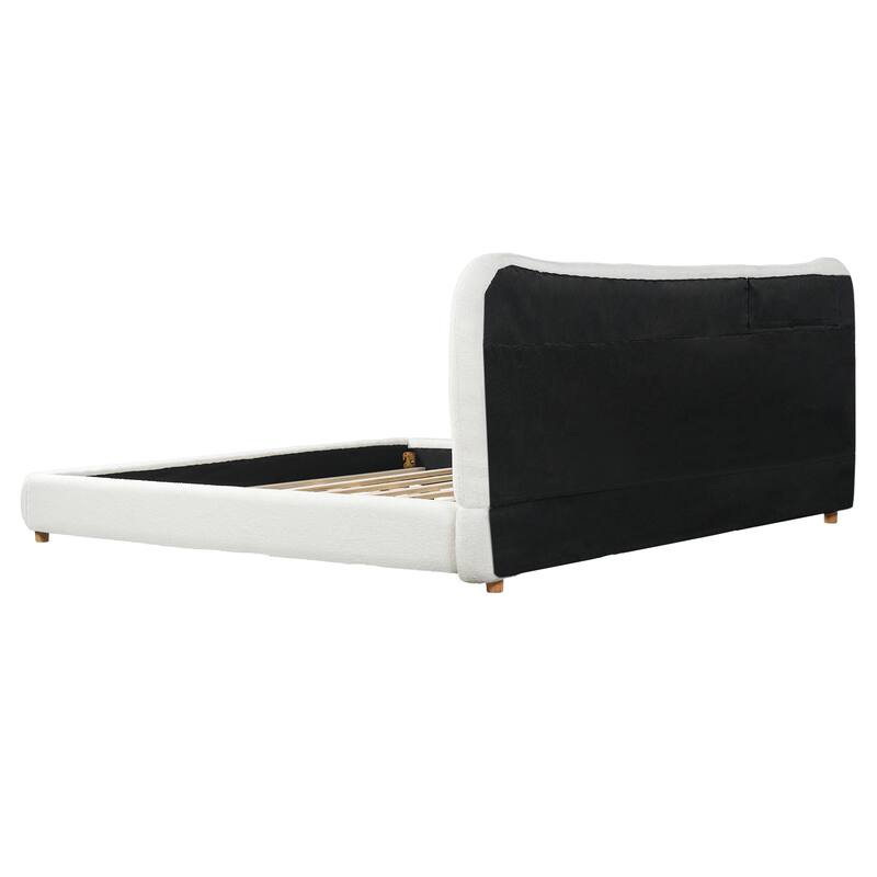 Christopher Knight Home-Upholstered Bed Frame with Curved Headboard