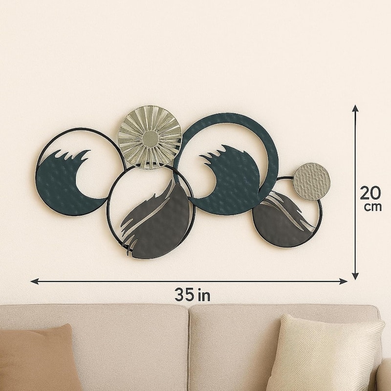Aria Home Ocean Ring Metal Wall Art Blue & Grey Modern Coastal Decor