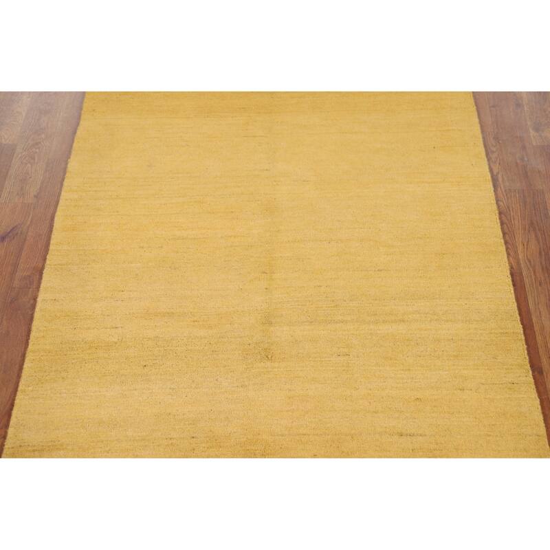 Yellow Gabbeh Oriental Runner Rug Hand-Knotted Wool Carpet - 3'4"x 6'8"