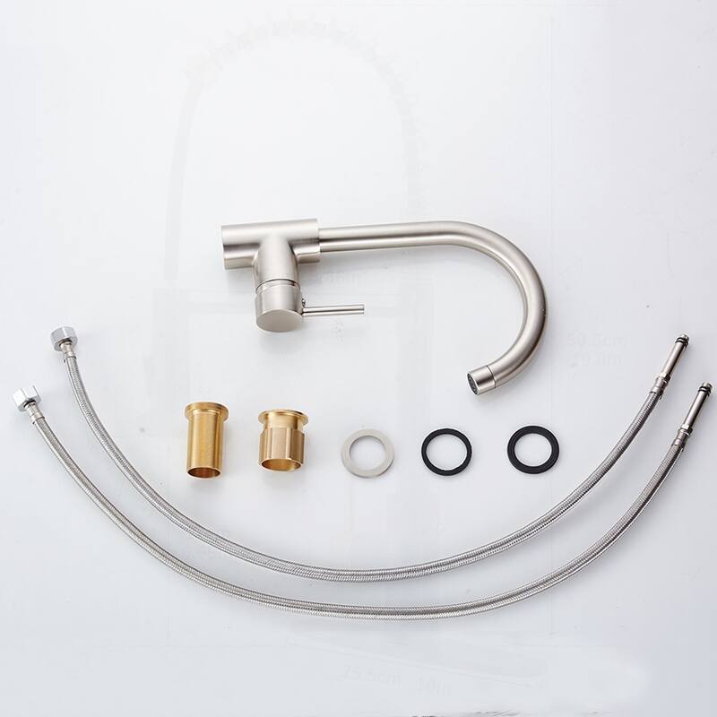 Stainless Steel Single Handle Kitchen Faucet with 360-Degree Rotation - Brushed Nickel