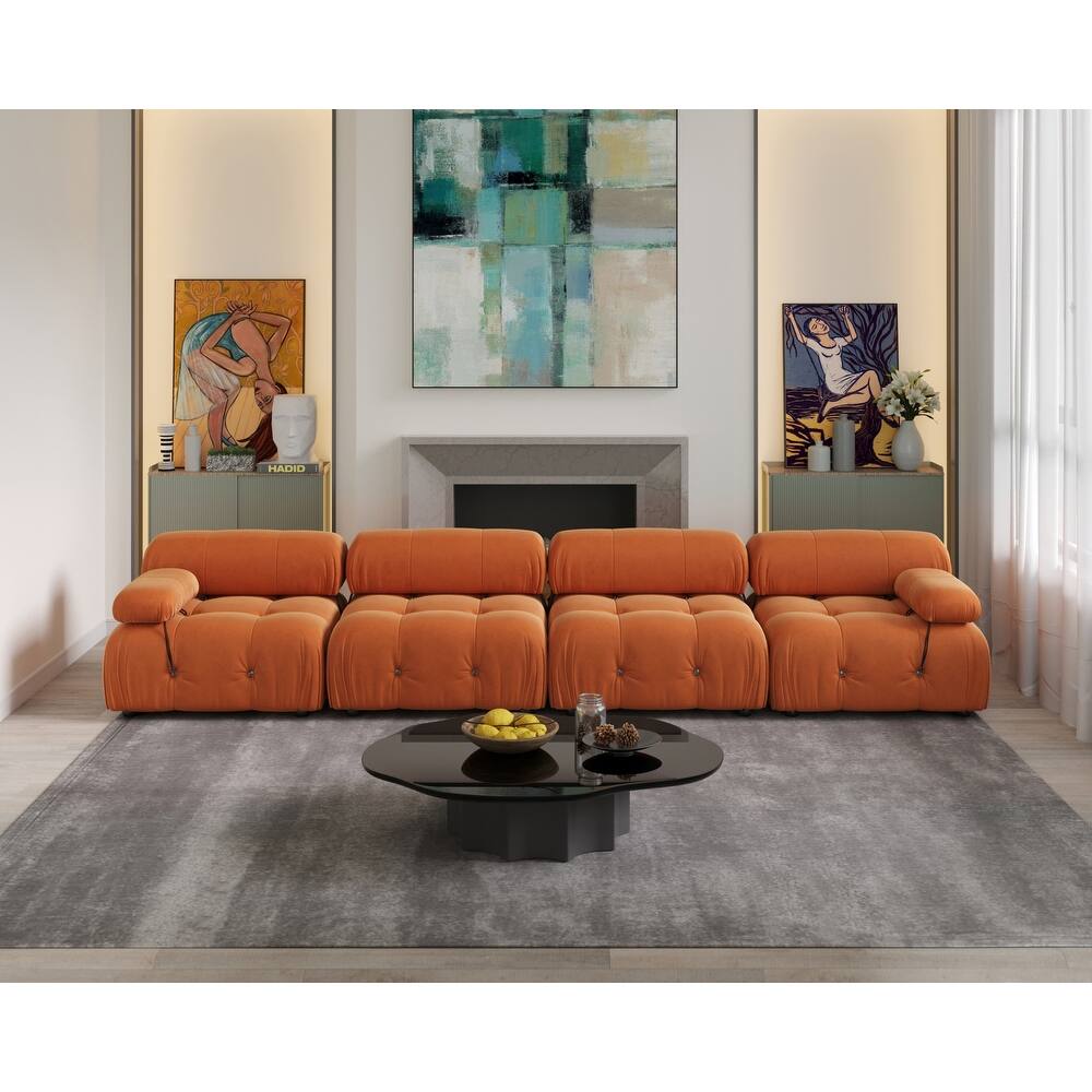 138" Convertible Modular Sectional Sofa, Luxury Modern 4-Seat Wide Couch Sectional for Living Room Bedroom Office Apartment