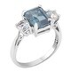 preview thumbnail 2 of 3, Sterling Silver with London Blue Topaz and Moissanite Three Stone Ring