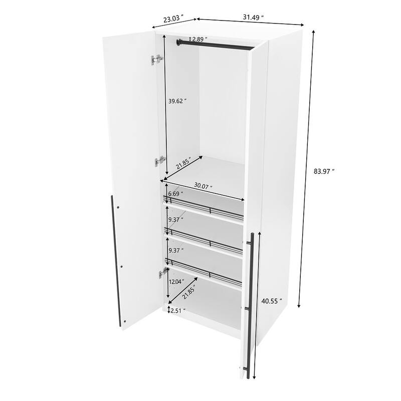 Manhattan Comfort Lee Modern Freestanding 2-Piece Module Wardrobe Closet Armoire