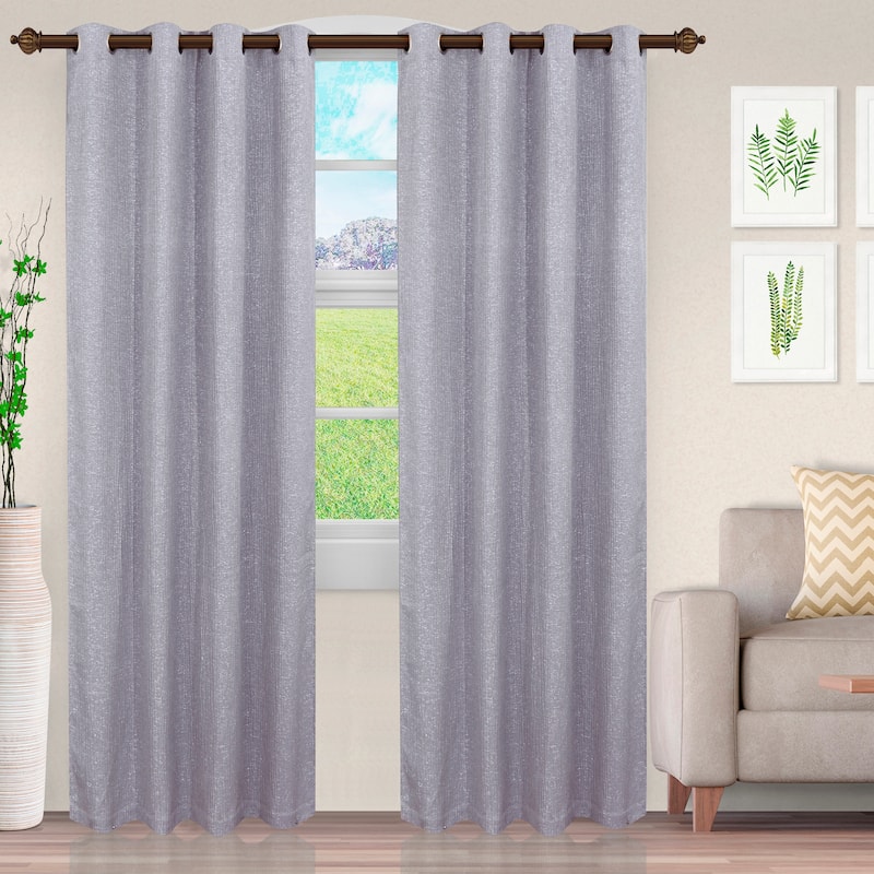 Superior Hebbe Cascade Jacquard Grommet Curtain Panel (Set of 2) - 52" x 96" - Grey