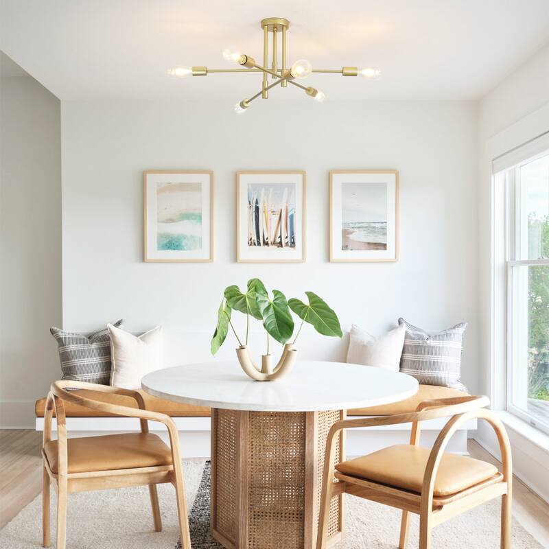 6-Light Modern Semi Flush Ceiling Lights for Bedroom Study Living Room