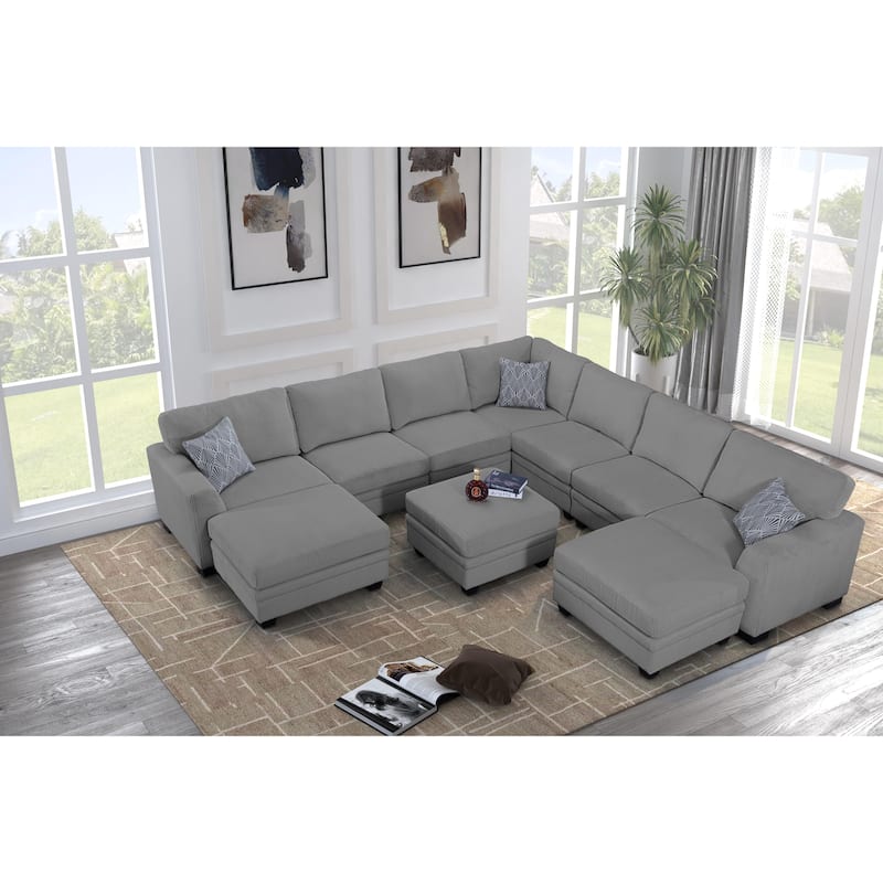 10PCS Corduroy Flexible Combination Sectional Sofa Couch