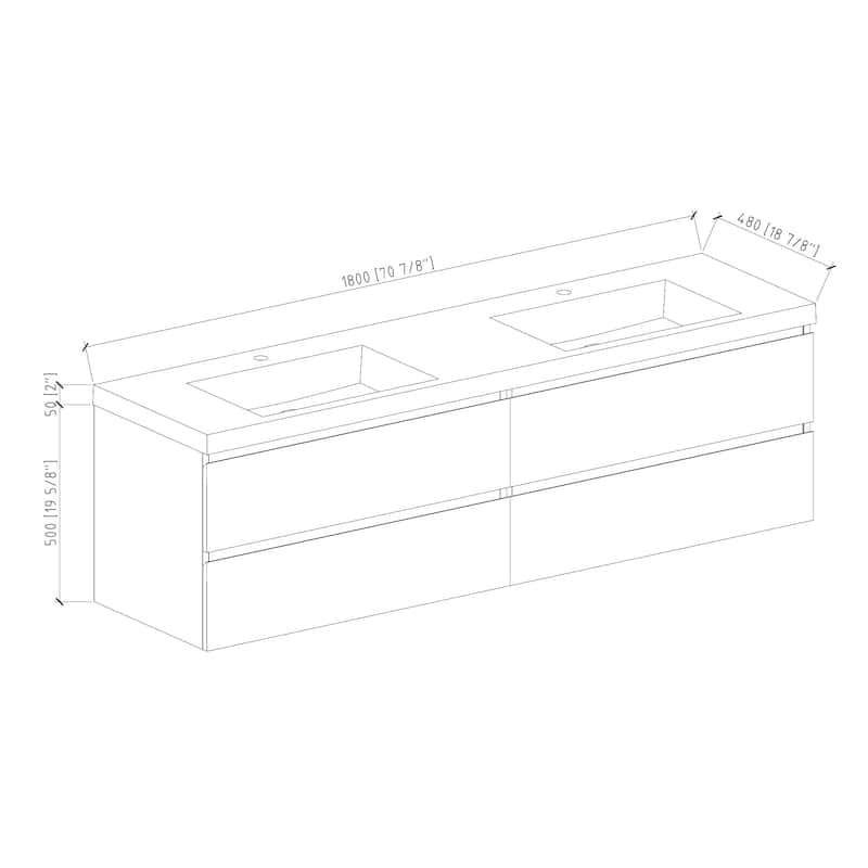 MDF Wall-Mounted Bathroom Vanity Set in Rose Wood with Integrated Culture Marble Sink