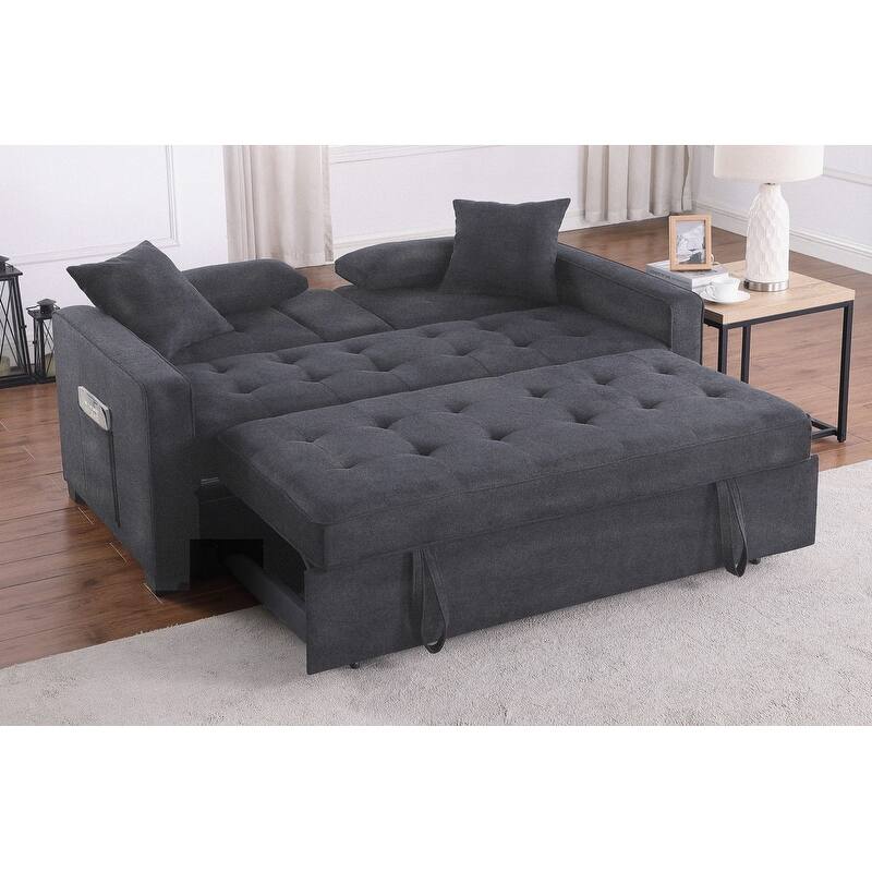 Cody II 70"W Convertible Sleeper Loveseat with Dropdown Console, Cup Holders, Charging Ports, Pocket, and Pocket Coil Seating