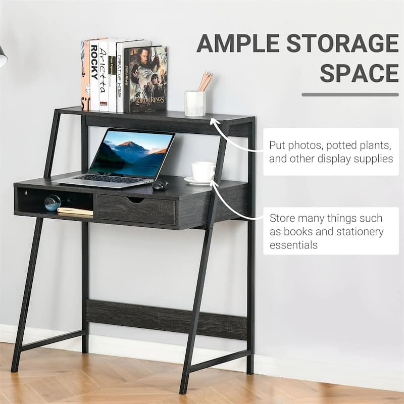 Particleboard Steel Writing Desk with Storage Shelf Drawer