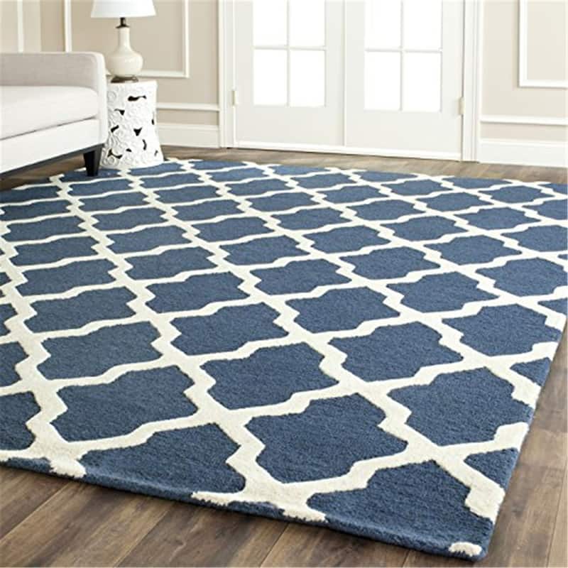 Handmade Wool Area Rug - Geometric Modern Rug for Living Room, Bedroom - Plush Area Rug - 5 x 8