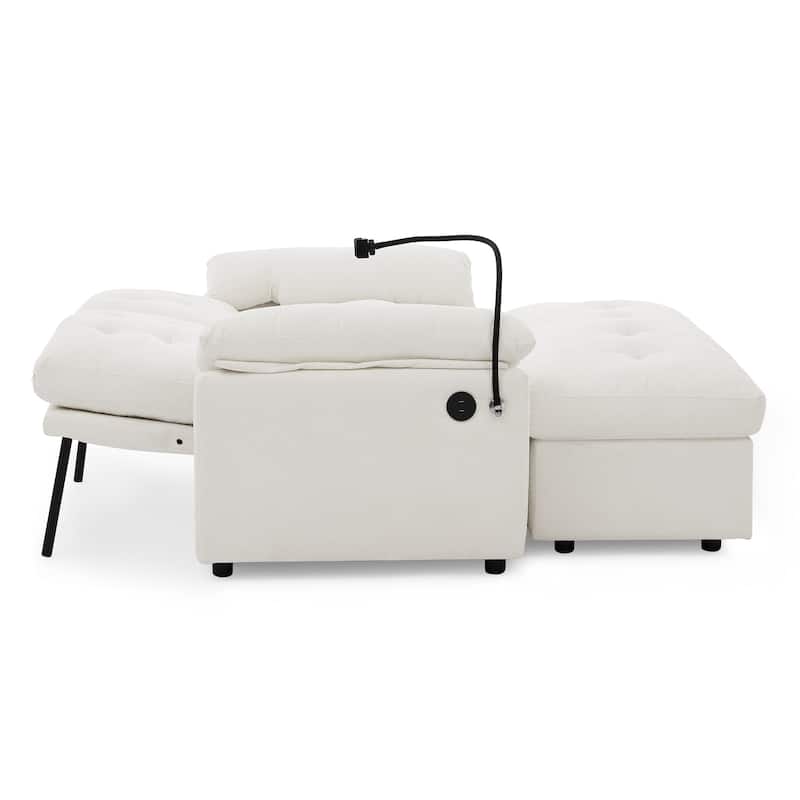 Double Recliner Chair with Adjustable Backrest, Storage Ottoman, USB Port & Phone Stand