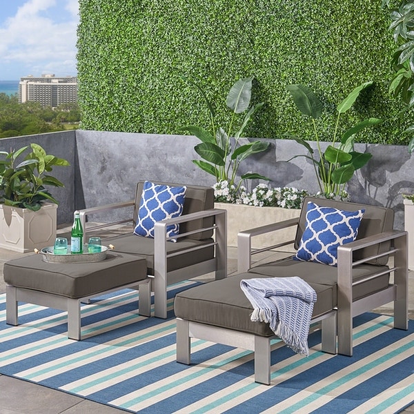 Cape coral outdoor aluminum cushioned sofa couch by christopher knight home cheap