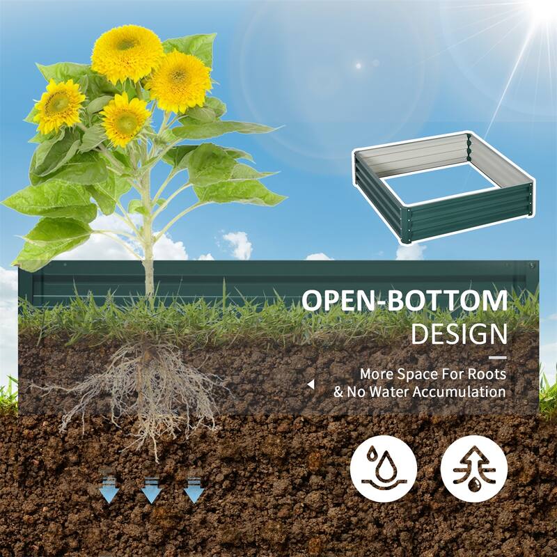 Outsunny Galvanized Raised Garden Bed,4' x 4' x 1' Metal Planter Box