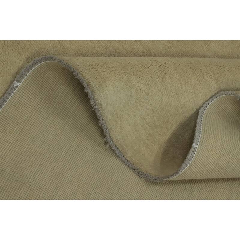 Hand Knotted Oriental 100% Wool Carpet Modern Solid Beige & Ivories Gabbeh Area Rug - 12' 0'' X 8' 11''