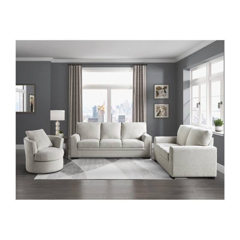 Vivie Beige Chenille Fabric Living Room Set