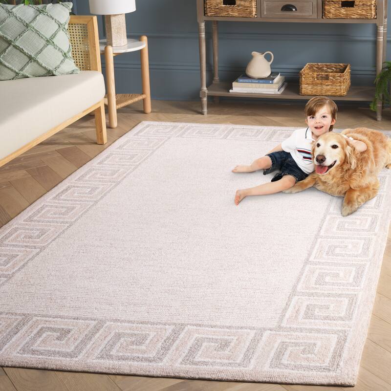 SAFAVIEH Handmade Ebony Ervehe Contemporary Wool Rug - 6' Round - Brown/Ivory