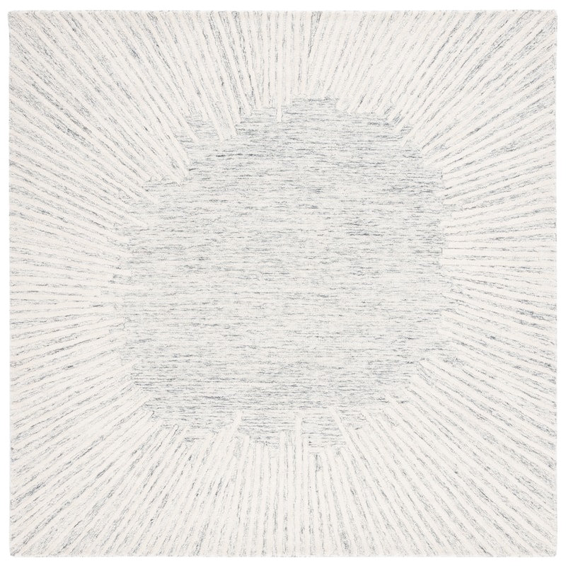 SAFAVIEH Handmade Abstract Sofoula Modern Wool Rug - 6' Square - Grey/Ivory