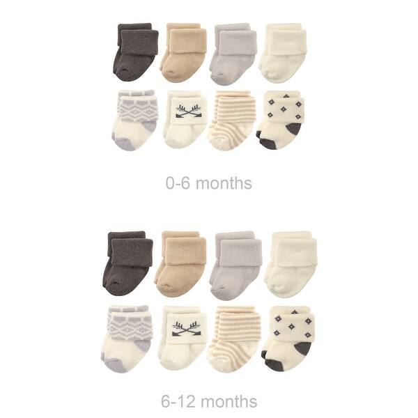 slide 1 of 1, Hudson Baby Infant Girl Grow with Me Cotton Terry Socks, Aztec, 0-6 and 6-12 Months - Aztec Aztec - 0-6 and 6-12 Months