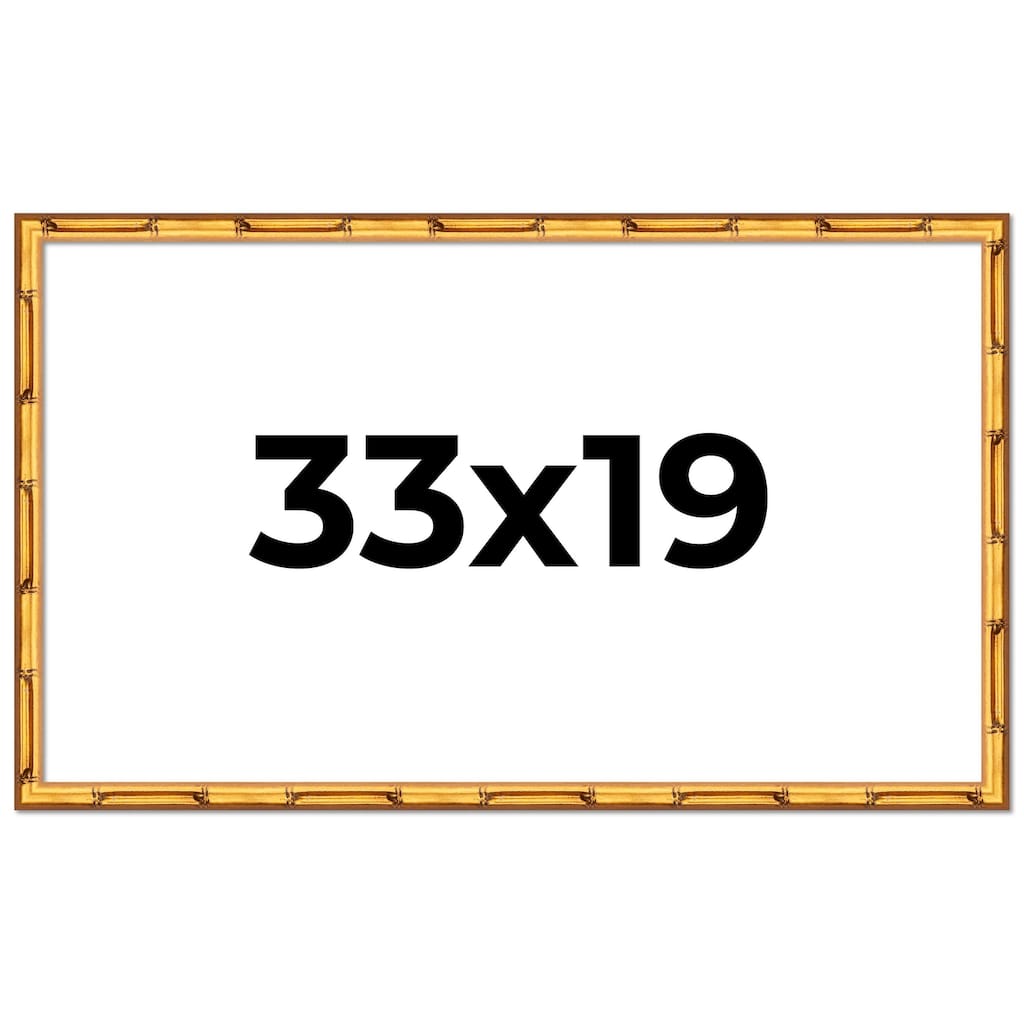 33x19 Frame Gold Bamboo Solid Wood Picture Frame | 1 Inch Moulding