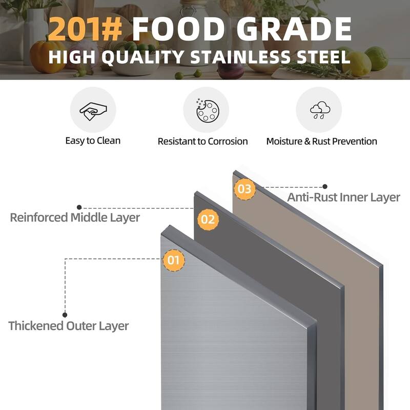 AECOJOY Stainless Steel Table with Wheels, Backsplash and Knife Blocks Prep Tables for Kitchen Steel Countertop Workbench