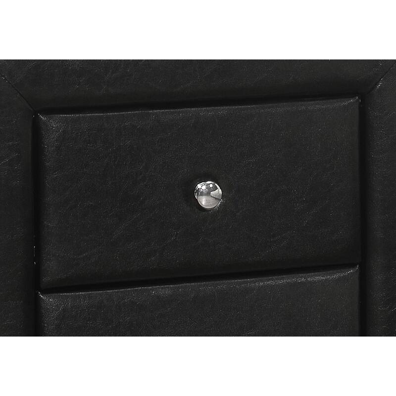 Versatile Nightstand with 2 Drawers, Upholstered in Black Leather-Look Fabric, Chrome Drawer Knob