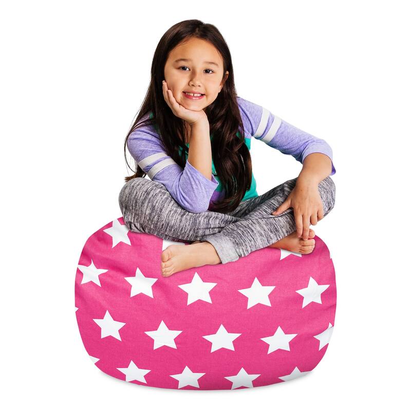 Kids Bean Bag Chair Cover Stuffed Animal Storage or Toy Organizer