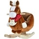 preview thumbnail 1 of 8, Kids Rocking Horse with Plush Fabric, Soothing Lullaby, Soft Comfortable Seat, and Secure Design for Safe Play Brown