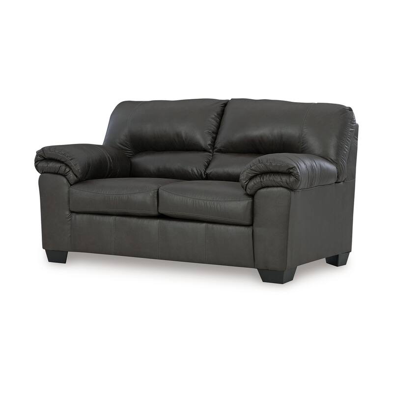 Limu Loveseat, 69 Inch, Soft Pillow Top Arms, Rich Gray Faux Leather