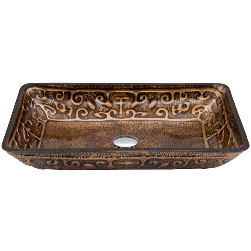 VIGO Donatello 23"L x 15"W x 5"H Glass Rectangular Vessel Bathroom Sink