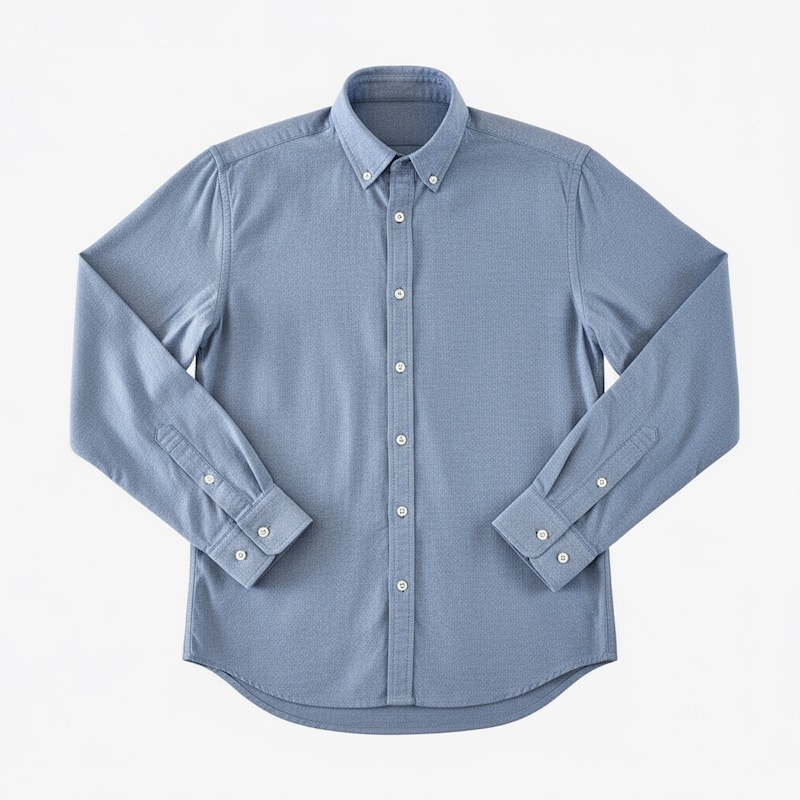 James Campbell Men's Oxford Flannel Shirt - Steel Blue - M