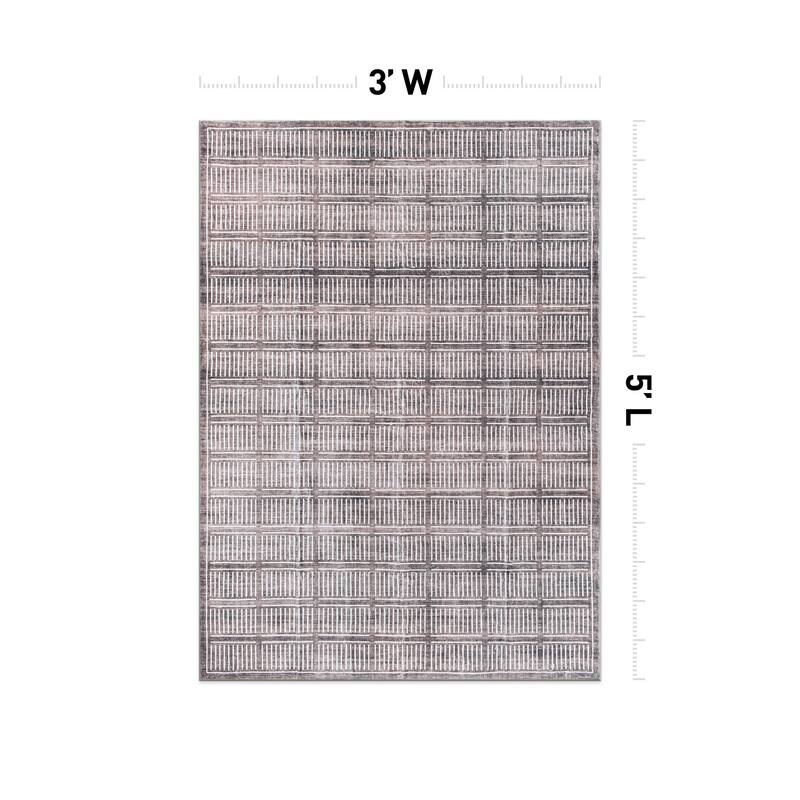 World Rug Gallery Bohemian Stripe Lines Washable Non Slip Area Rug