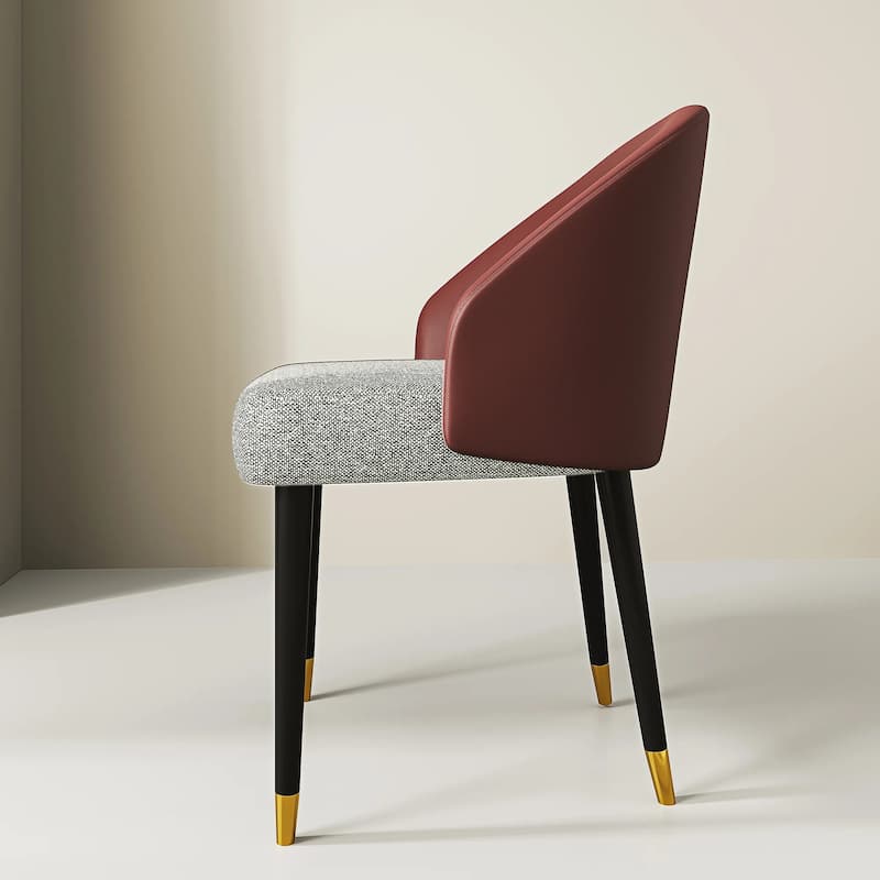 Modern Faux Leather and Fabric Upholstered Back Armchair Dining Chair Or Side Chair (Set of 4)