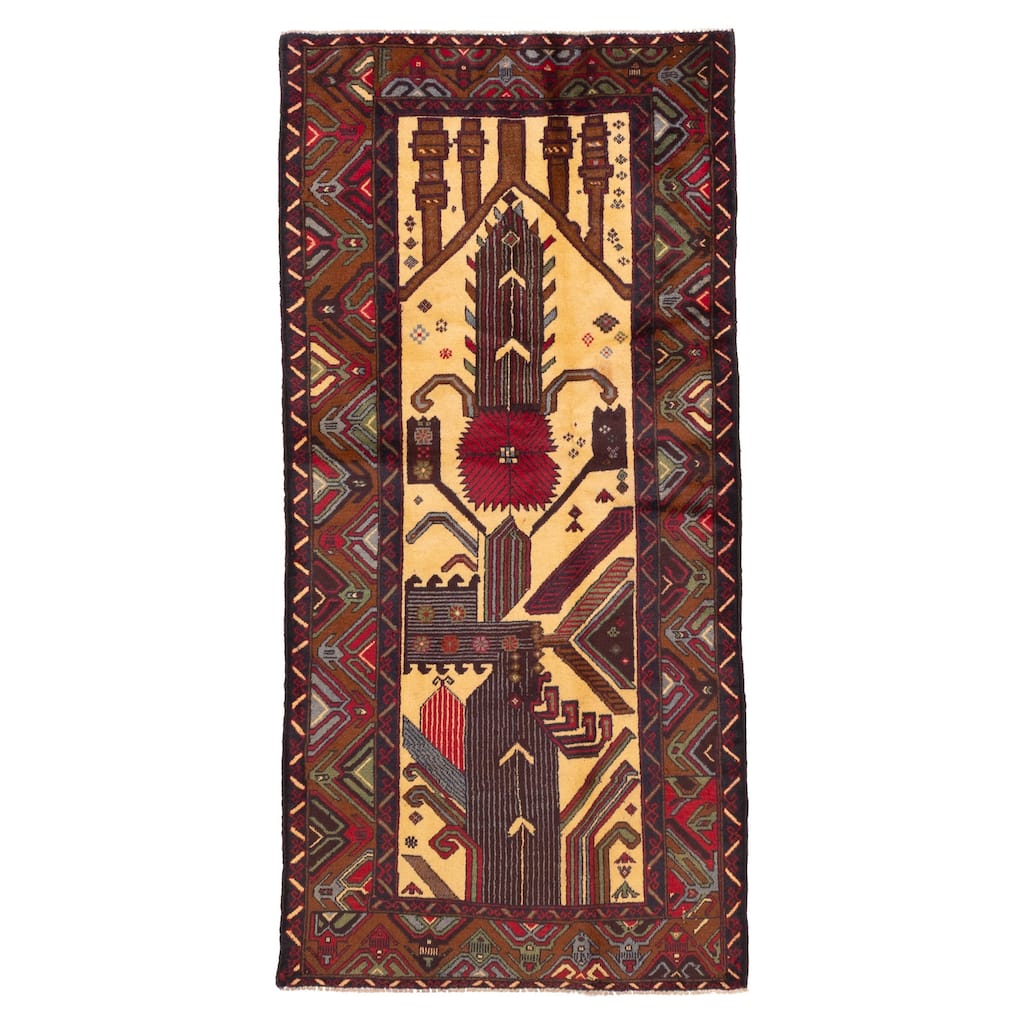 ECARPETGALLERY Hand-knotted Teimani Cream Wool Rug - 3'5 x 7'1