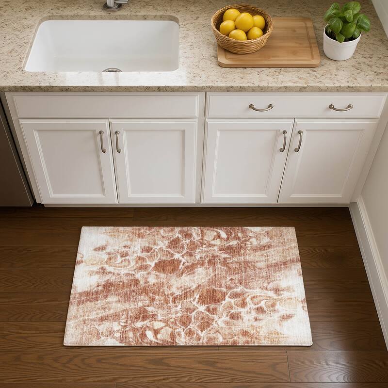 Premium Washable Super Soft Modern Abstract Mayfield Rug - Terracotta - 1'8" x 2'6"