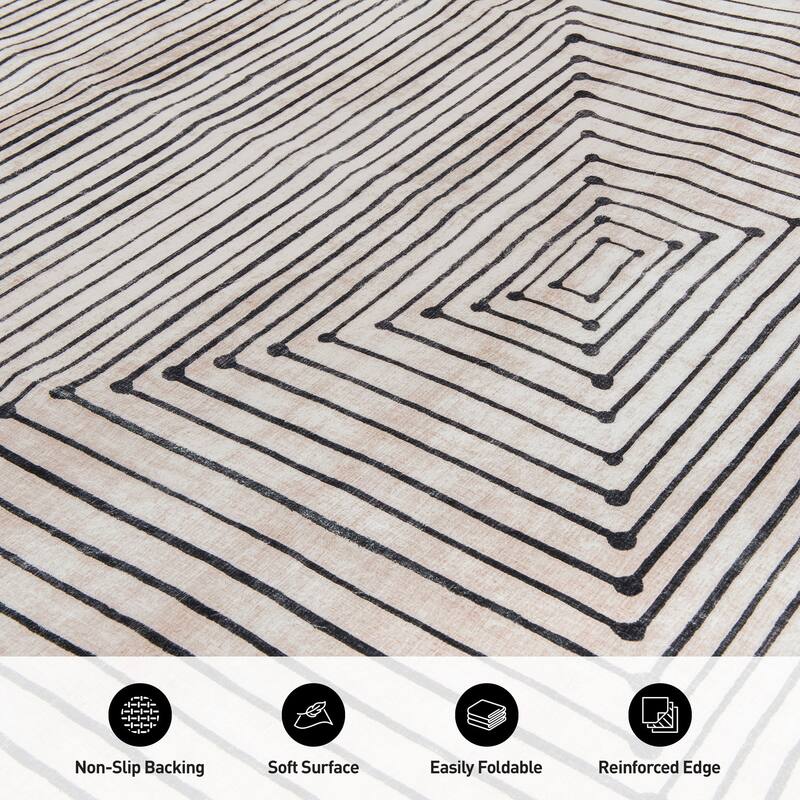 World Rug Gallery Bohemian Stripes Washable Non Slip Area Rug