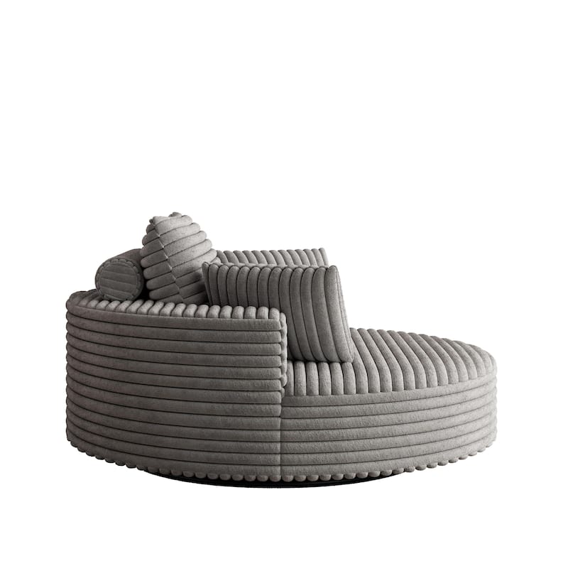 55" Luxury Swivel Chair - Plush Chenille Upholstery with 360° Rotation, Fluffy Modern Design for Living Rooms & Home Theaters
