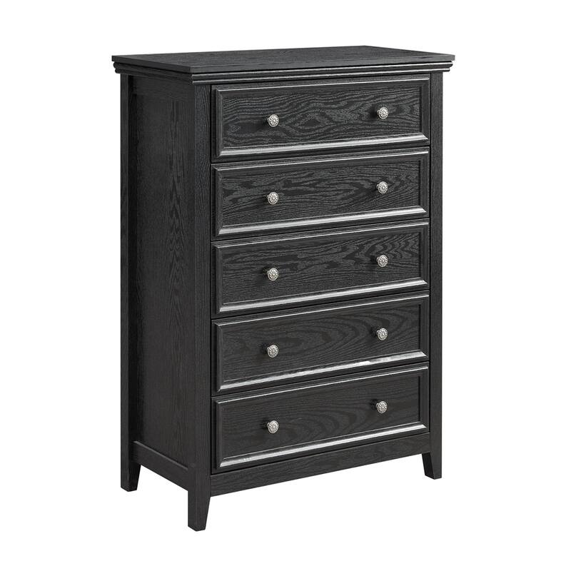Modern 5 Drawers Dresser with Metal Handles and Metal Slide Rails