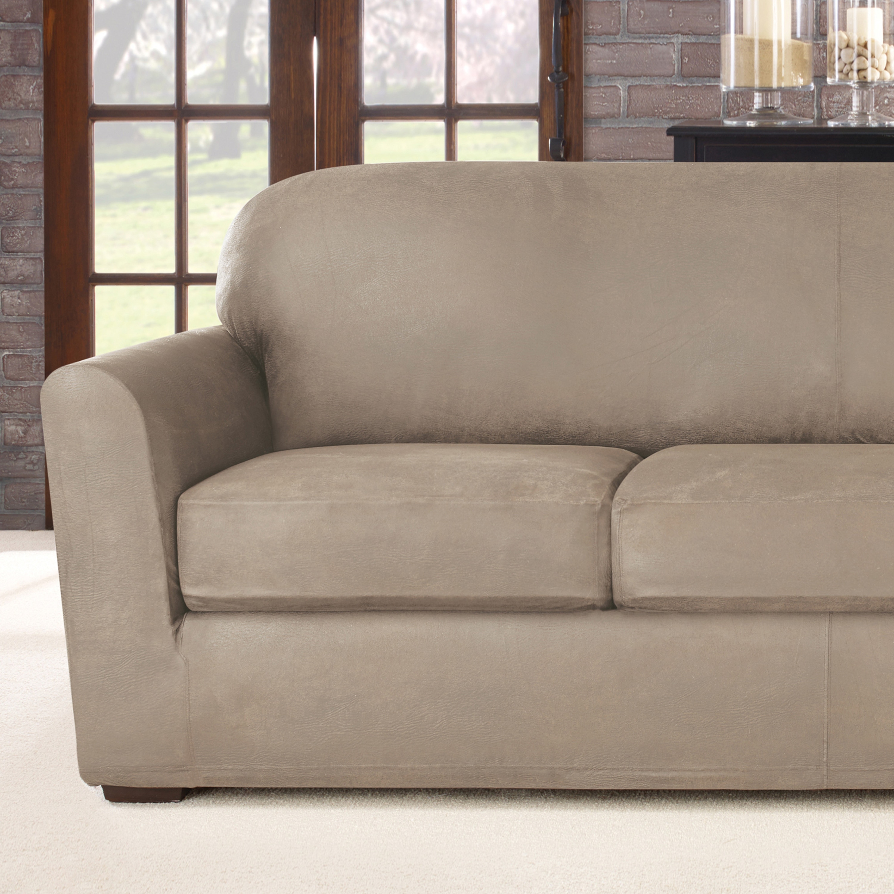 SureFit Home Decor Ultimate Stretch Leather Couch Cushion Cover