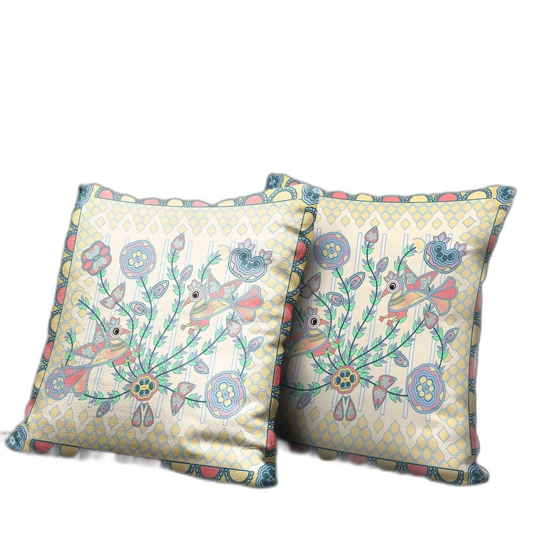 HomeRoots 18" x 18" Pink Peacock Blown Seam Floral Indoor Outdoor Throw Pillow - 18.00' X '5.00' X '18.00