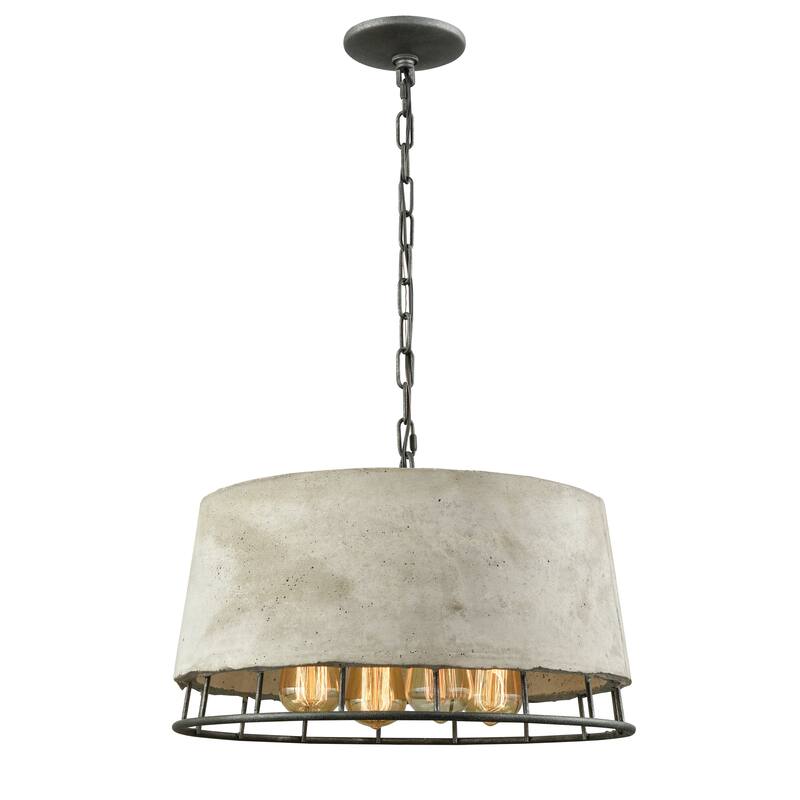 Brocca 18-inch Wide 4-Light Chandelier in Silverdust Iron - 18in W x 18in D x 12in H - 18in W x 18in D x 12in H - Silverdust Iron