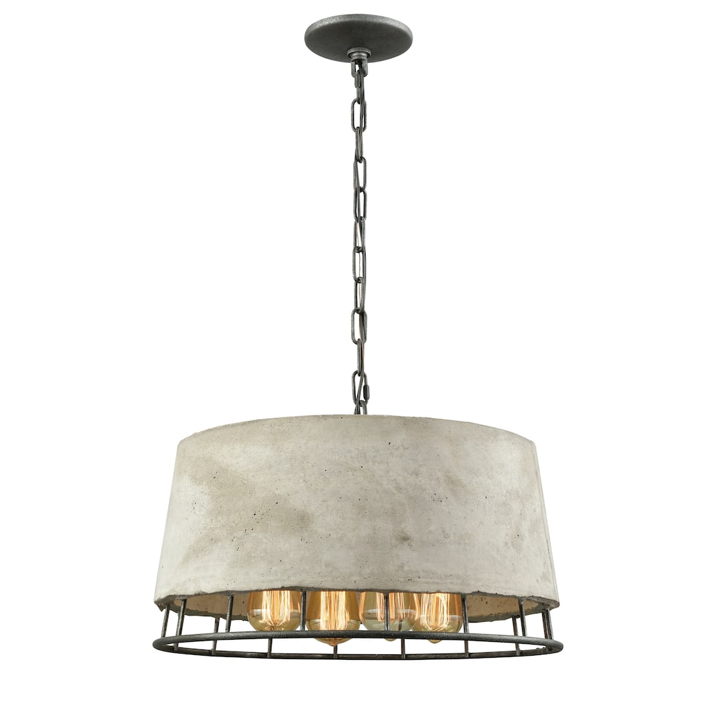 Brocca 18-inch Wide 4-Light Chandelier in Silverdust Iron - 18in W x 18in D x 12in H